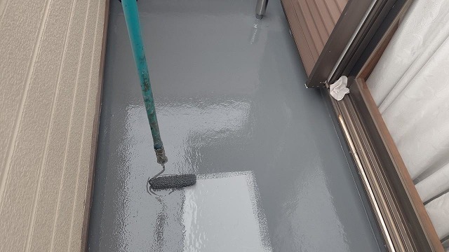 施工中のウレタン防水